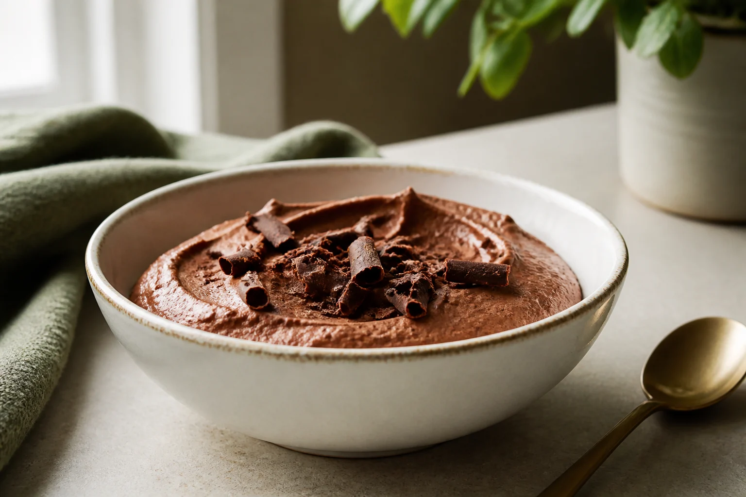 Chokolademousse anrettet og klar til servering