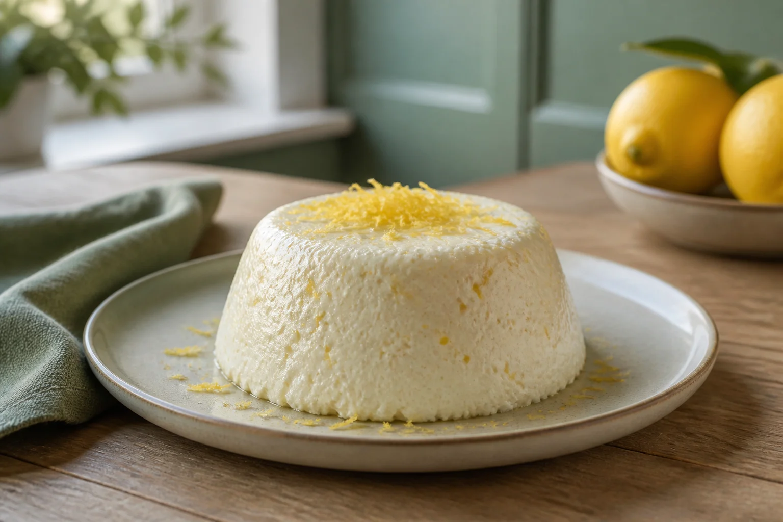 Citronfromage anrettet og klar til servering