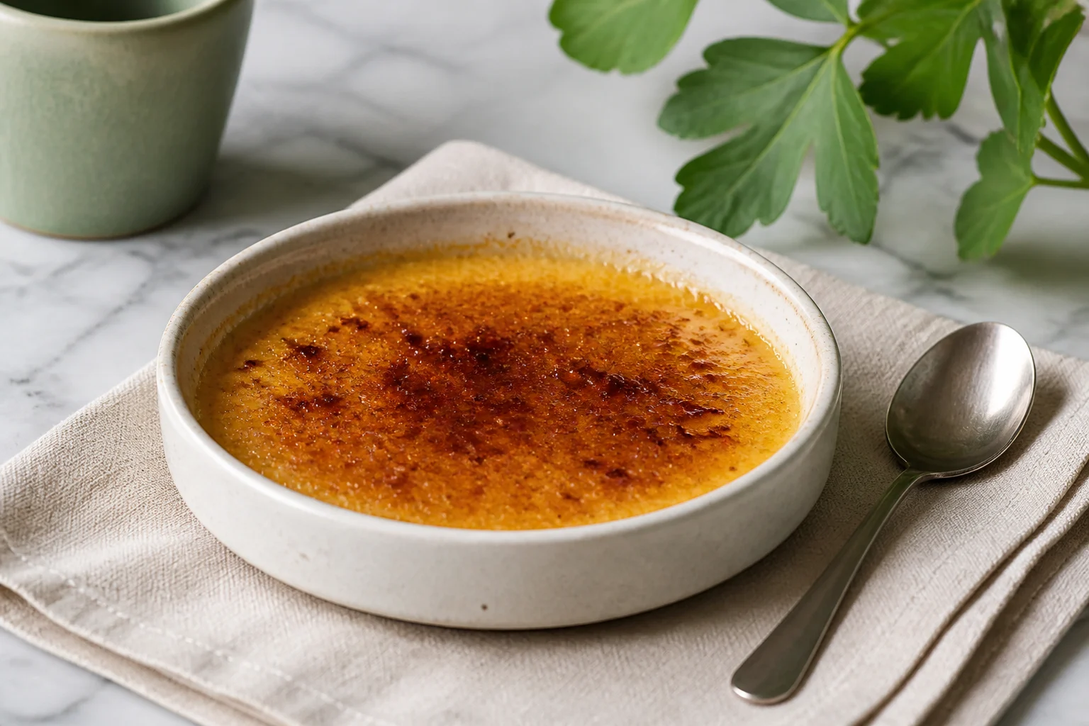 Crème brûlée anrettet og klar til servering