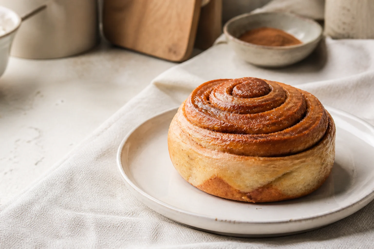 Bløde kanelsnegle serveret og klar