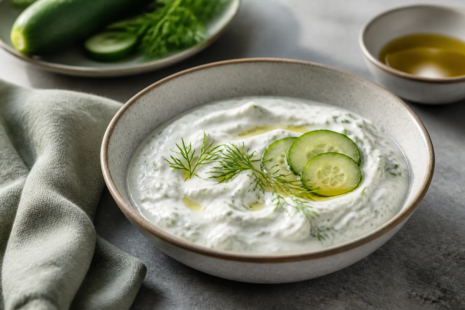 Tzatziki anrettet og klar til servering